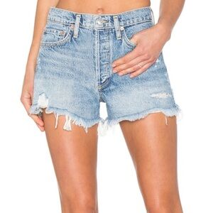 Agolde Parker Vintage Cut Off Short Distressed Frayed Button Fly Jean Shorts 26